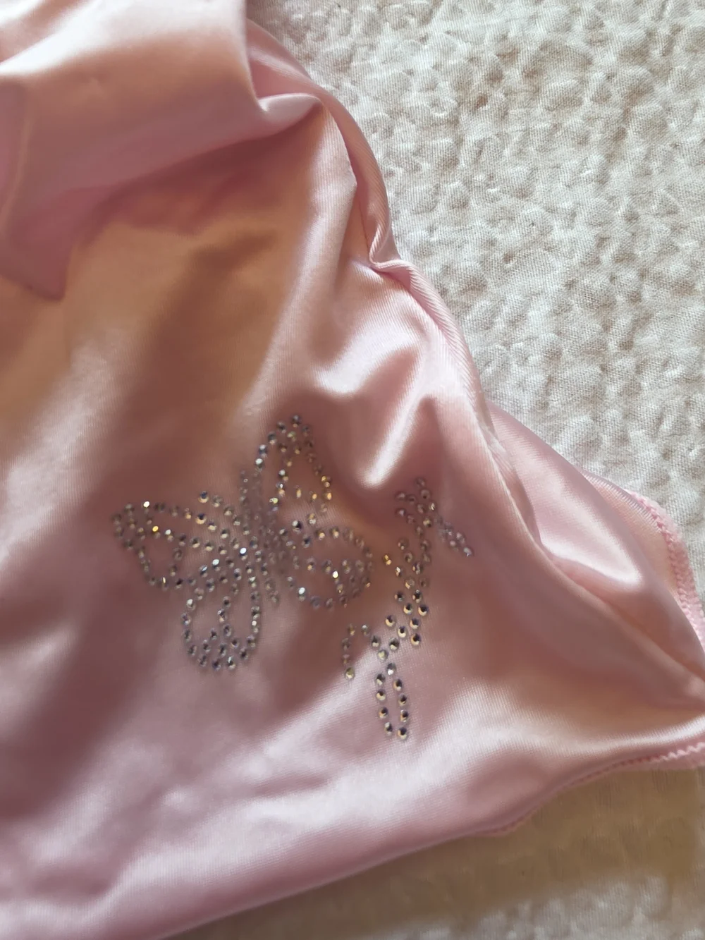 Juicy Couture Light Pink Satin Sleep Bralette with Rhinestone Logo M